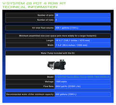 Alien Hydroponics -V-SYSTEM 28 Pot 4 Row Kit BD100-0428